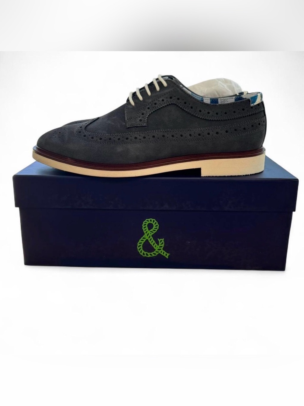 Paisley & Gray Telford Men’s Suede Wingtip Derby Shoes Grey 10.5 NIB Oxford